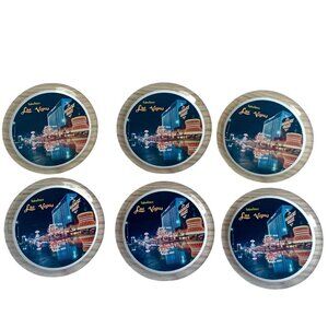 6 Vintage Fabulous Las Vegas Metal Coasters Barbary Flamingo Casino